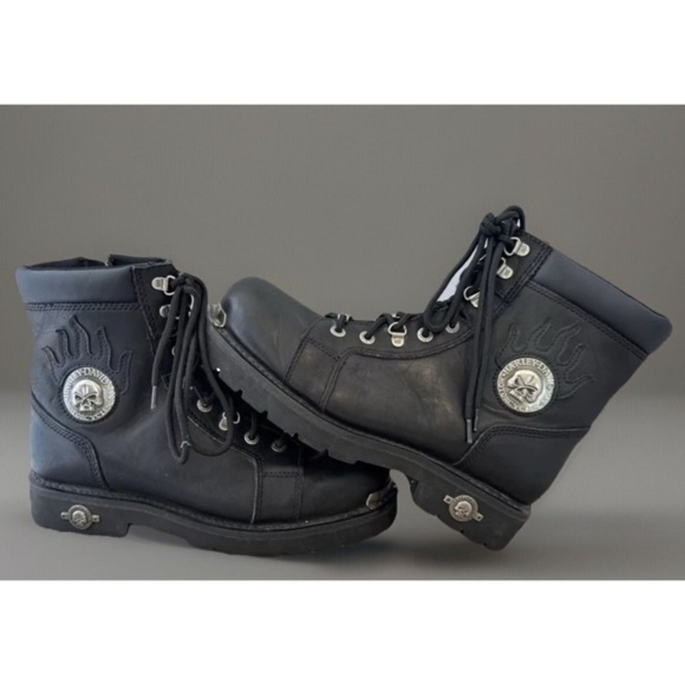 Harley Davidson Men's Diversion Casual Boot Steel Toe Black Leather Boot Size 10